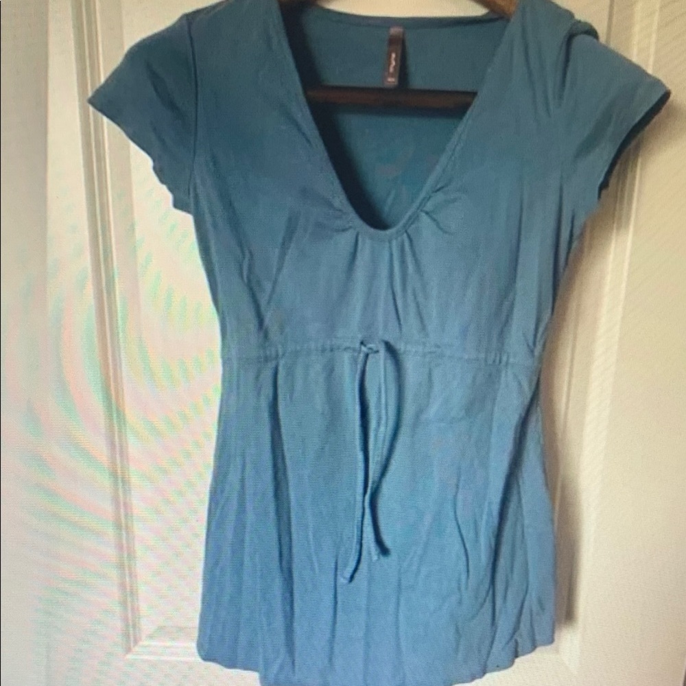 Elegant Blue V-Neck Blouse